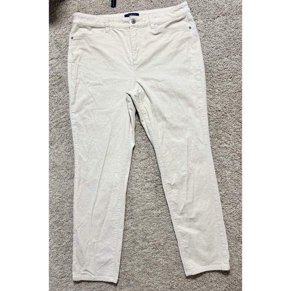 Talbots Simply Flattering High Waist Corduroy Straight Leg Pants 14 Cream (B7) - Picture 2 of 9
